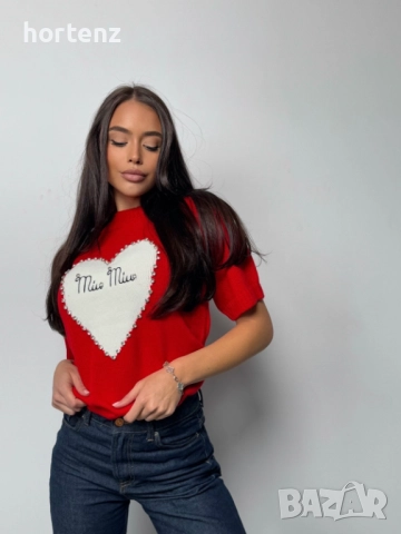 Блуза машинно плетиво къс ръкав 