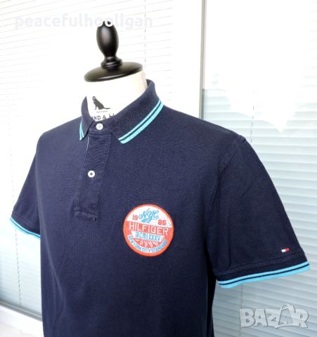 Tommy Hilfiger 1985 Men`s Vintage Short Sleeve Blue Casual Polo T-Shirt Size L -мъжка тениска, снимка 3 - Тениски - 46295795