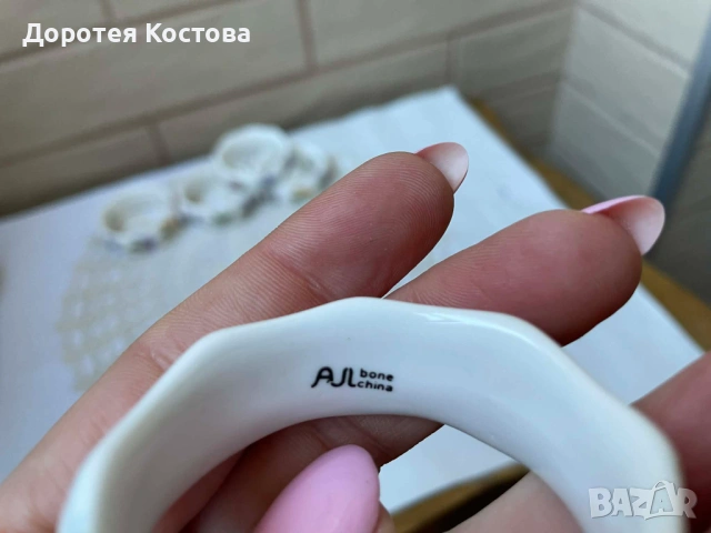 Красиви пръстени от костен порцелан от Англия с цветя, снимка 7 - Антикварни и старинни предмети - 53895635