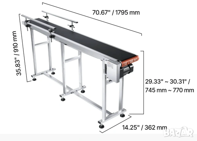 Транспортна лента 180х20см - лентов транспортьор, снимка 2 - Други машини и части - 53591549