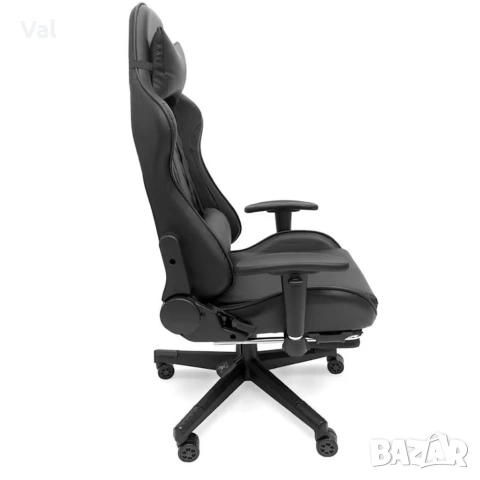 Геймърски стол с прибираща се подложка за крака и функция за масаж - черен, снимка 7 - Столове за офис - 53641895