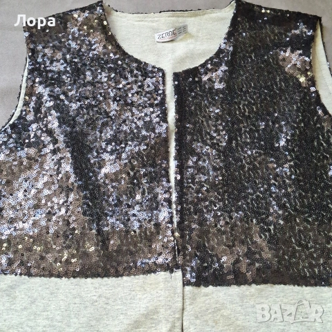 Дамски дълъг елек с пайети , снимка 4 - Елеци - 54121975