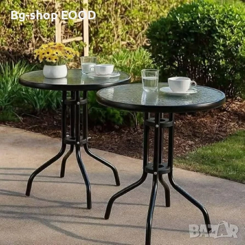 Градинска маса със стъклен плот, диаметър 60 см, снимка 8 - Маси - 53879422
