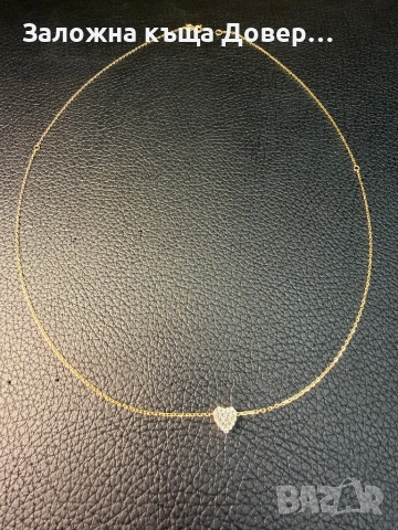 Ново Фино колие сърце с кубични циркони от жълто злато 14К чисто ново gold 585, снимка 7 - Колиета, медальони, синджири - 53625267