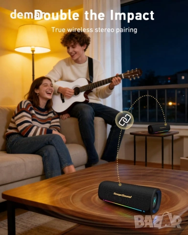 Bluetooth високоговорител с дълбок бас, преносим водоустойчив, RGB светлини, 25W RMS, TWS, снимка 4 - Bluetooth тонколони - 54106580