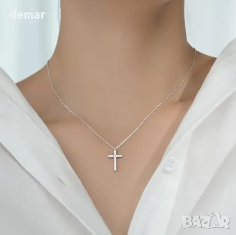 SLUYNZ сребърно колие с кръст за жени, снимка 2 - Колиета, медальони, синджири - 49698871