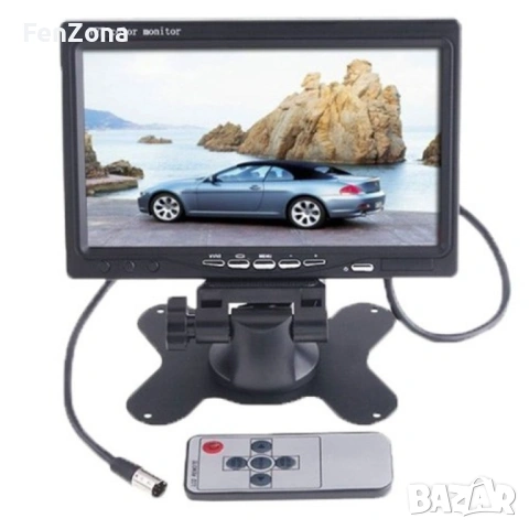 Монитор за кола с 7 инча LCD дисплей,   HD 800 x 480 p и 2 AV изхода PK LCD2