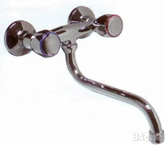 НОВ! Стенен смесителен кран за мивка с чучур 11 см, смесител