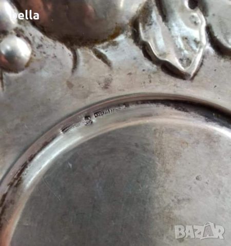 Стара сребърна чиния ,ръчна изработка ,проба 800 Lavоrato a mano-Ръчна изработка-236 грама, снимка 5 - Колекции - 45416995