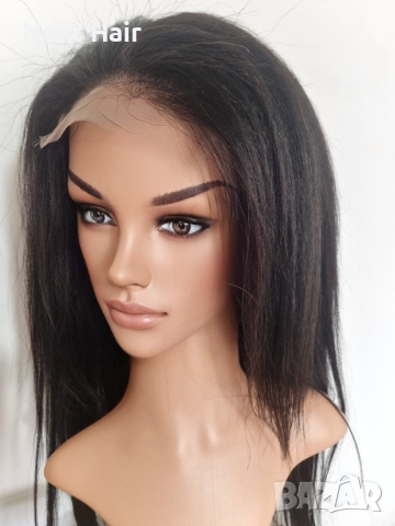 Черна перука от микс естествен косъм и примеси 70 см с Lace 4×4, снимка 6 - Аксесоари за коса - 52018574