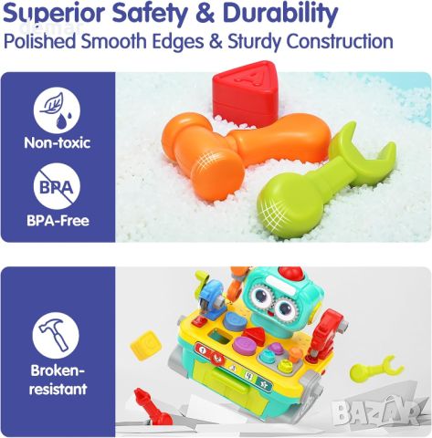 Sunnypal интерактивна образователна играчка за малки деца 1+ г., работна маса с инструменти, снимка 3 - Образователни игри - 45342581
