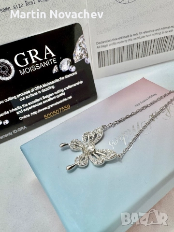 Сребърно колие с мойсанит (Диамант) 0.5 карата, снимка 8 - Колиета, медальони, синджири - 52371035