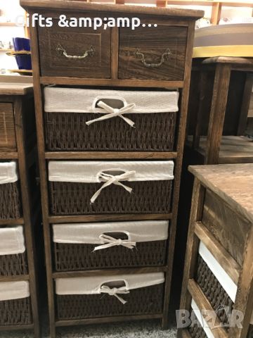 Дървено шкафче с чекмеджета и  кошници в кафяво, снимка 4 - Шкафове - 46129869