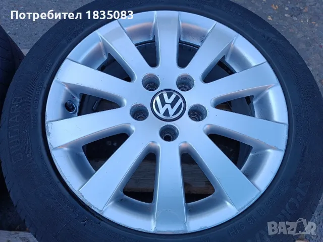 Лети джанти 16ки 5х112 VW + летни гуми 205/55/16 Vredestein, снимка 7 - Гуми и джанти - 48832383