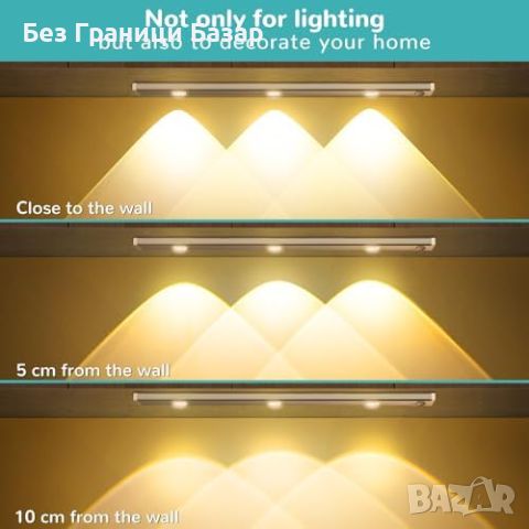 Нова Регулируема LED лампа за шкаф, USB зареждане, 40 см, 3 цвята, снимка 6 - Лед осветление - 46451433