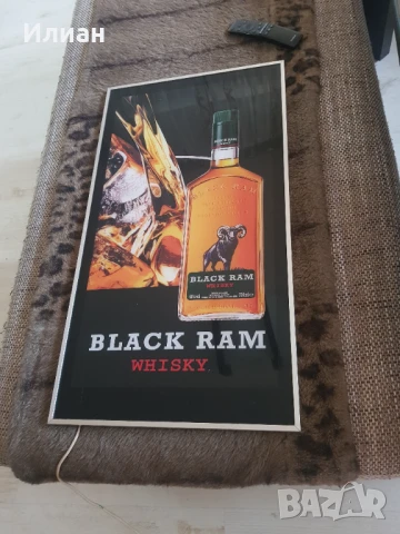 Голяма светеща реклама BLACK RAM whisky  660-360мм, снимка 4 - Обзавеждане за заведение - 50603757