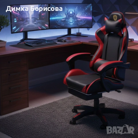 Ергономичен геймърски стол с поставка за крака , снимка 2 - Столове - 53246435