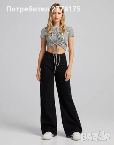 Bershka дънки с висока талия wide leg, снимка 2 - Дънки - 53310561