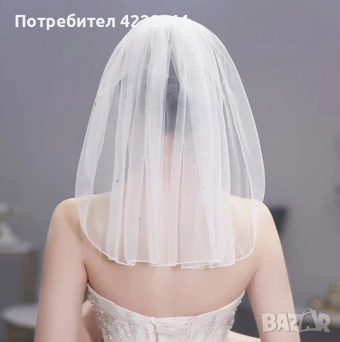 Къс булчински воал за сватба или моминско парти 42х50 см було, снимка 2 - Сватбени аксесоари - 50777869