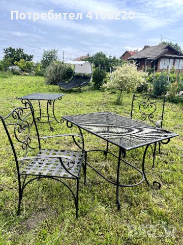 Градински комплект маса и столове от ковано желязо, снимка 5 - Маси - 45862361