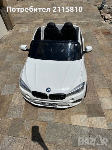 Акумулаторна кола лиценз двуместна BMW X6 White, снимка 3 - Детски колички - 46059026