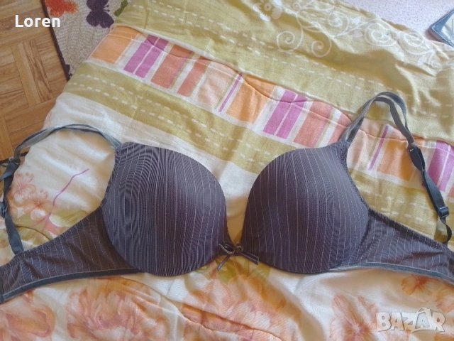 Сутиен сив на бели раенца М, снимка 2 - Бельо - 51384325