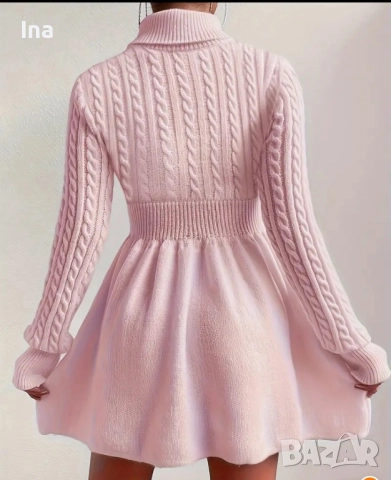 Розова зимна рокля, снимка 3 - Рокли - 52435548