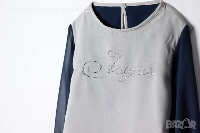 Елегантни блузи за момичета с надпис от блестящи камъни (104–158), снимка 14 - Детски Блузи и туники - 51968028