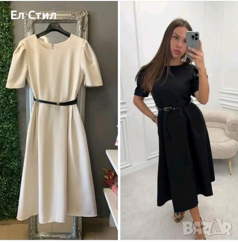 🌹Дамска рокля С колан ,миди .С и М ГО 98см, снимка 2 - Рокли - 53961195