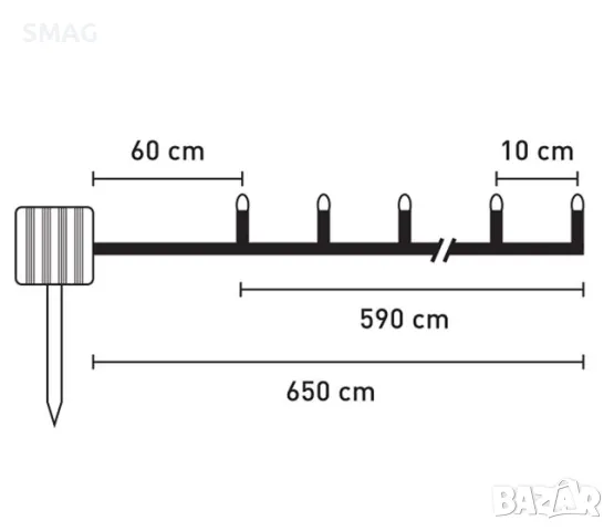 60 слънчеви соларни LED топки светлини със светлинен сензор & 2 режима 6.5m - многоцветен S_1217171, снимка 4 - Соларни лампи - 49928793