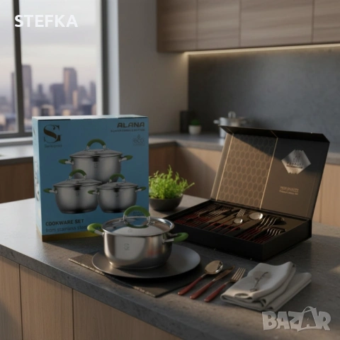 Комплект тенджери +подарък , снимка 2 - Съдове за готвене - 53274957