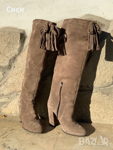 Дамски ботуши DARIS,естествен велур