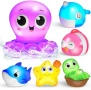 Нови Бебешки играчки за баня 6 броя светещи морски животни LED за деца, снимка 1