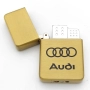 Луксозен комплект Ауди – Запалка с джет пламък и кожен ключодържател, златист метал, снимка 2