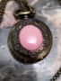 Винтидж колие-часовник с розов камък

