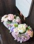 Велурена кутия сърце със сапунени цветя    , снимка 1 - Подаръци за жени - 45980792
