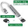 USB HUB + type C interface / 4 портов USB хъб , снимка 3