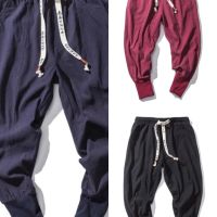 Мъжки хип-хоп дишащи памучни ленени панталони, 3цвята , снимка 5 - Панталони - 45714128