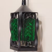 осветително тяло от ковано желязо и стъкло, снимка 1 - Лампи за таван - 45750344