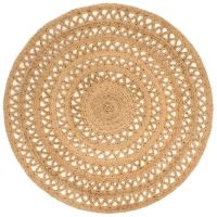 vidaXL Ръчно плетен килим, юта, 150 см, кръгъл.SKU:344951, снимка 1 - Килими - 46171613