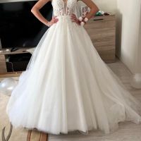 Булчинска рокля с подарък обръч и воал, снимка 2 - Сватбени рокли - 40180718