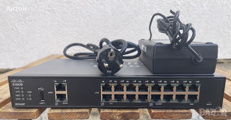  Cisco RV 345P Dual WAN Gigabit VPN Router with 16 LAN 8 Data, 8 (PoE+), снимка 1