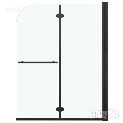 vidaXL Сгъваем душ параван, 2 панела, ESG стъкло, 95x140 см, черен(SKU:147193, снимка 1