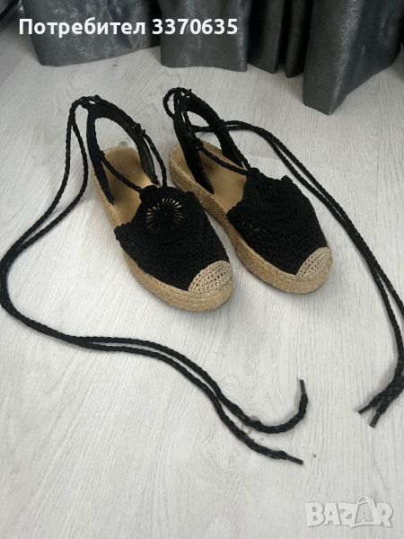 Дамски черни сандали, 38 номер, снимка 1