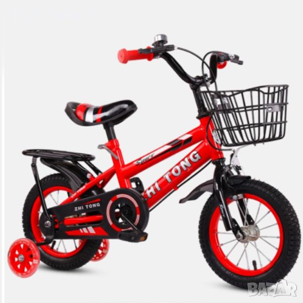Детски велосипед с кош, помощни колела и два вида спирачки, 12 или 16 инча., снимка 1