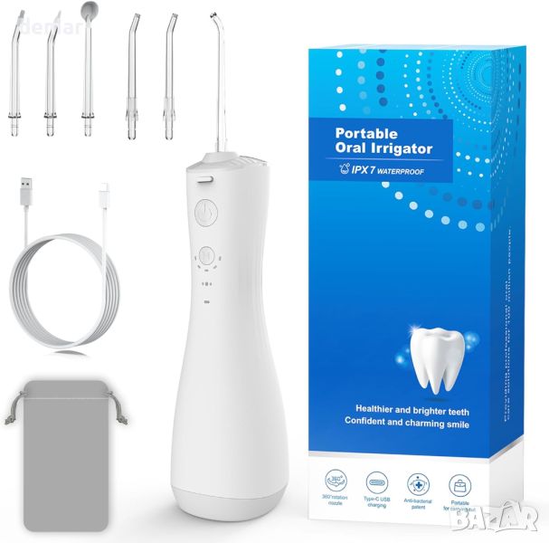 Безжичен уред за почистване на зъби Water Flosser, 6 струйни накрайника, IPX7 водоустойчив, 250 ML, снимка 1