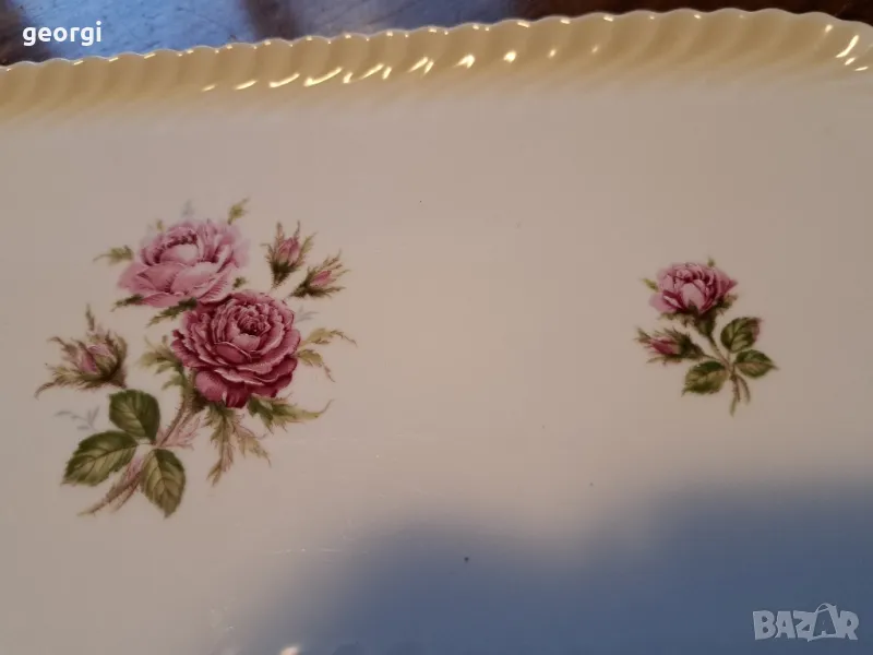 немско порцеланово плато с рози Kaiser porcelain    15/2, снимка 1
