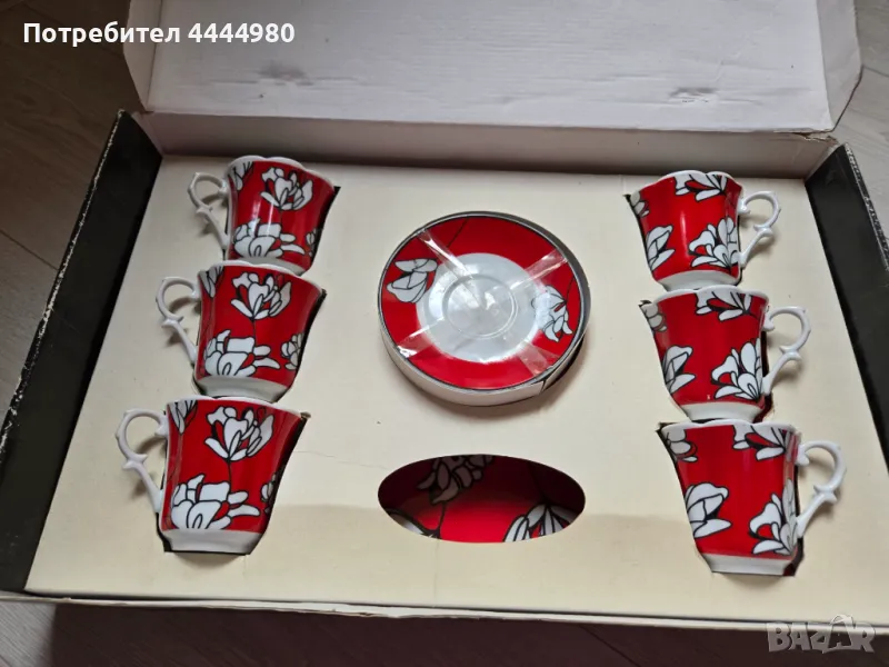 Сервиз от 6 броя за кафе с табличка, снимка 1