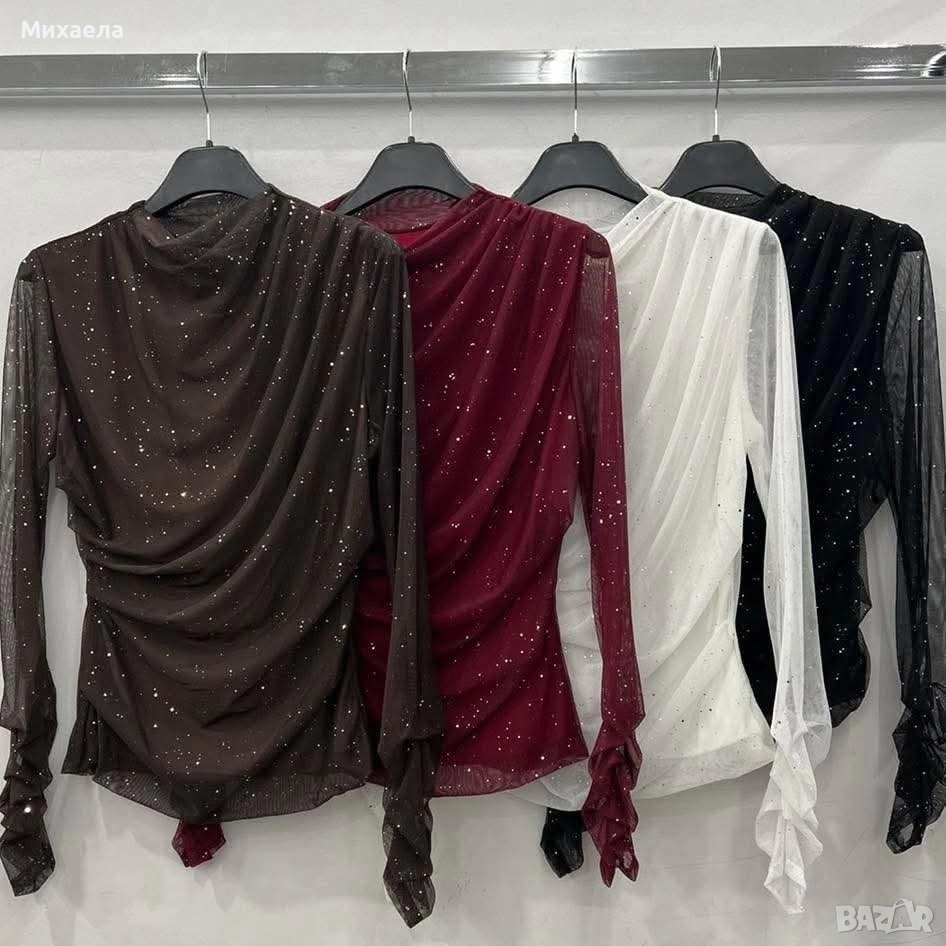 Дамски Блестящи Блузи 🤍, снимка 1