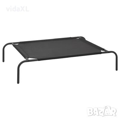 vidaXL Повдигнато легло за кучета, черно, S, textilene, снимка 1